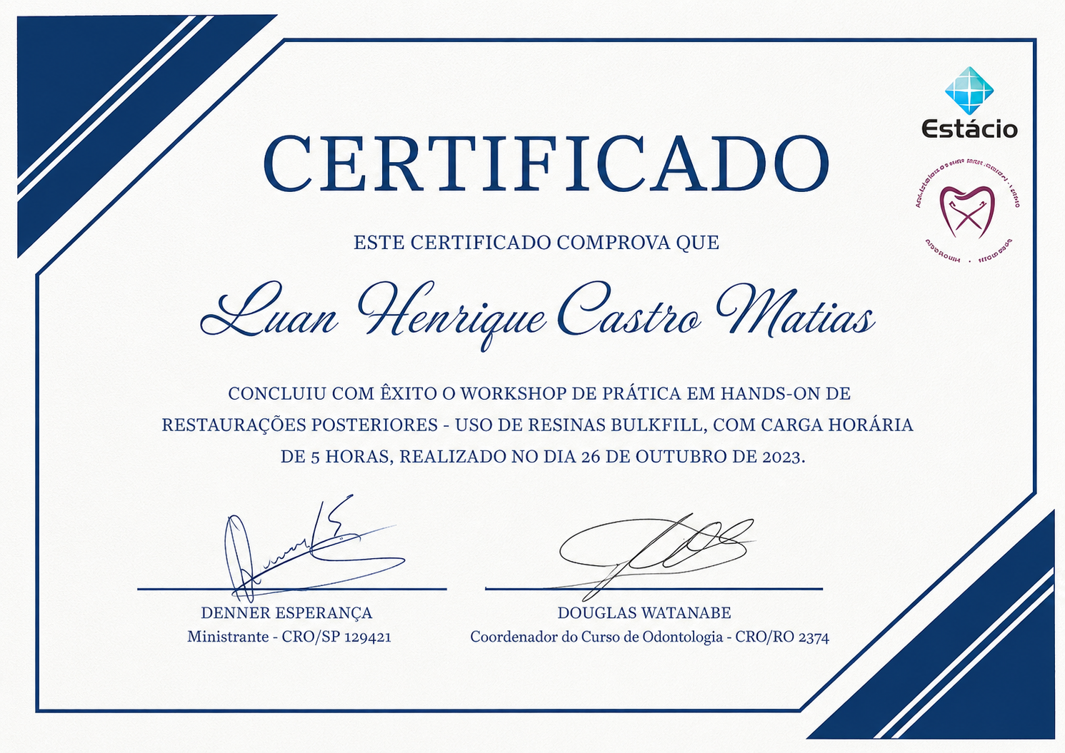 Certificado Estácio